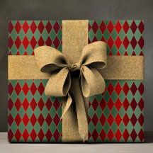 Elégant Red Green Harlequin Motif de luxe