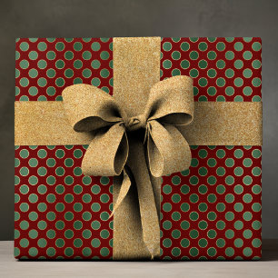 Papier Cadeau Elégant Red Green Luxury Polka Dot Motif