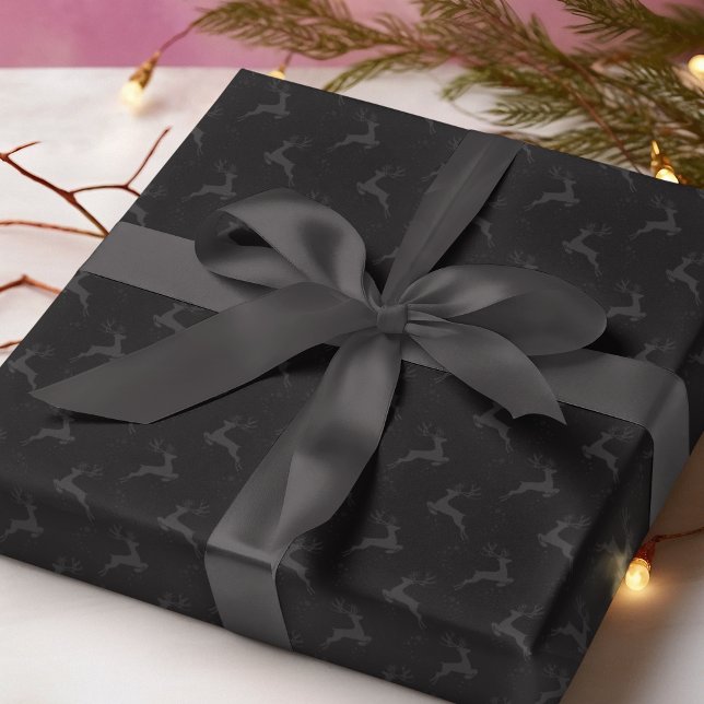 Papier Cadeau Élégant renne noir Monotone Noël (Créateur téléchargé)