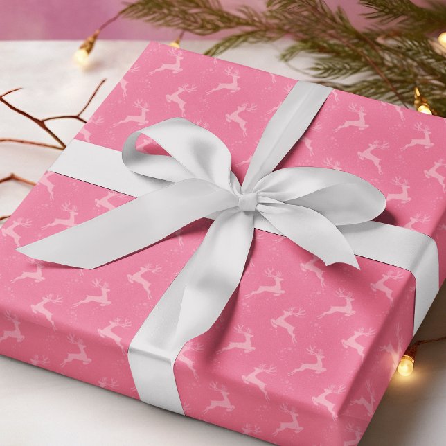 Papier Cadeau Élégant Rinder rose Monotone Noël (Créateur téléchargé)