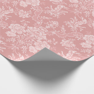 Papier Cadeau Élégant Romantique Chic Floral Damask-Pastel rose