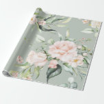 Papier Cadeau Élégant rose blanc Eucalyptus vert<br><div class="desc">De belles fleurs roses et rousses aux accents de verdure et de jolis eucalyptus sur un arrière - plan vert sauge. Donc jolie pour la douche nuptiale ou mariage.</div>