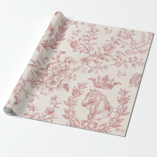 Papier Cadeau Elégant Rose chic beige Equestrio Toile Florale