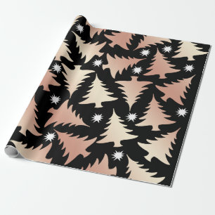 Papier Cadeau Élégant rose en cuivre or motif d'arbre de Noël