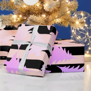 Papier Cadeau Élégant rose en cuivre or motif d'arbre de Noël