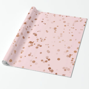 Papier Cadeau Élégant rose  en or confetti poka motif