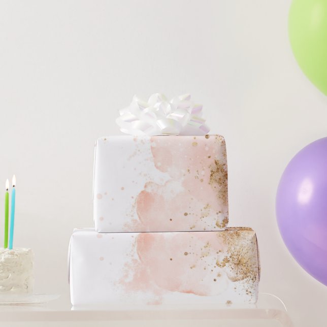 Papier Cadeau Élégant Rose Et Or (Cadeaux de fête)