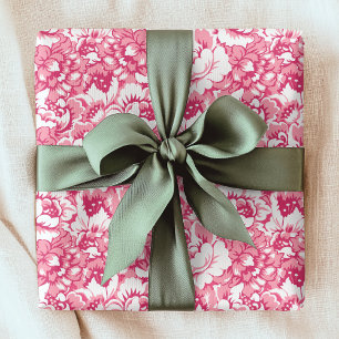 Papier Cadeau Élégant rose Floral Motif Girly Chic