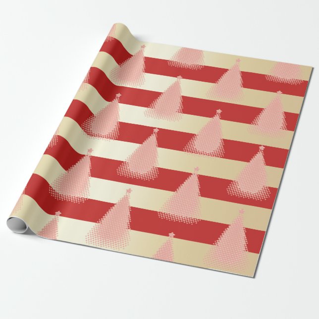 Papier Cadeau Élégant Rose Gold & Gold Motif d'arbre de Noël (Déroulé)