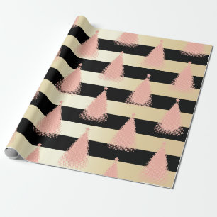 Papier Cadeau Élégant Rose Gold & Gold Motif d'arbre de Noël