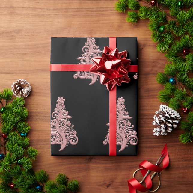 Papier Cadeau Élégant Rose Gold Noël Motif Arbre de Noël (Cadeau de vacances)