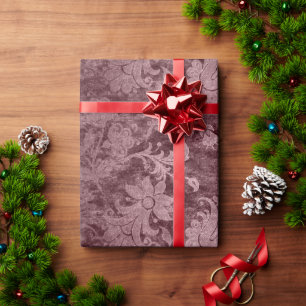 Papier Cadeau Elégant rose or royal damask motif floral