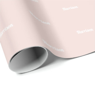 Papier Cadeau Elégant rose vif blanc nom personnalisé texte an
