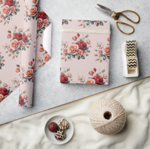 Papier Cadeau Élégant rouge et brun brun