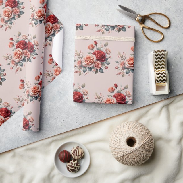 Papier Cadeau Élégant rouge et brun brun (Artisanat)