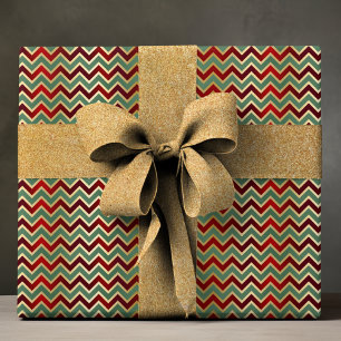 Papier Cadeau Elégant rouge vert géométrique Chevron Motif de lu