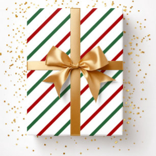 Papier Cadeau Élégant rouge vert rayures Noël