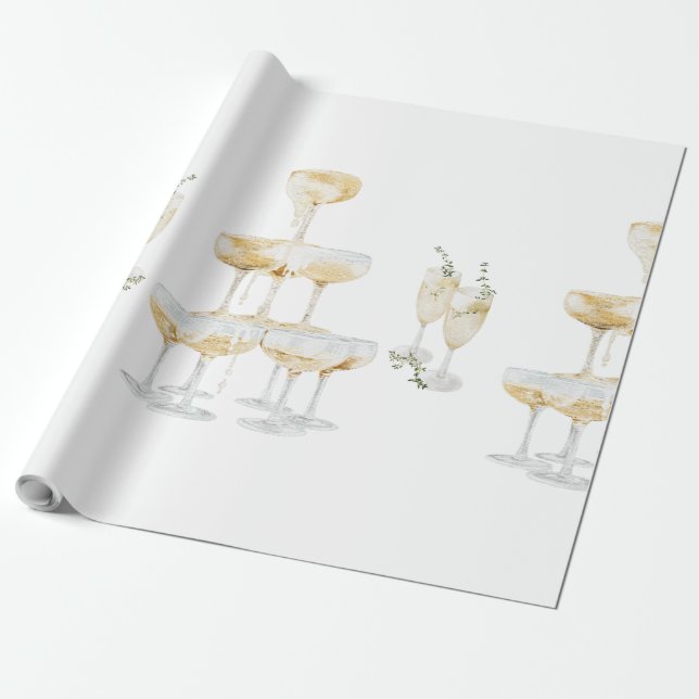 Papier Cadeau Élégant rouleau Mariage Champagne (Déroulé)