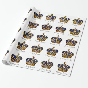 Papier Cadeau Elégant Royal Blue Prince Baby shower envelopper c