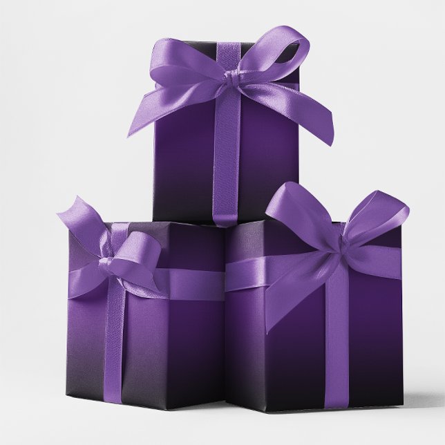 Papier Cadeau Elégant Royal violet et noir Ombre (Elegant Royal Purple and Black Ombre Wrapping Paper)