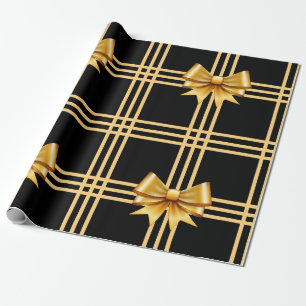 Papier Cadeau Élégant ruban or en Noir Noël Arrière - plan