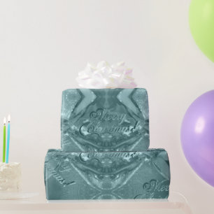 Papier Cadeau Élégant Script Joyeux Noël Turquoise