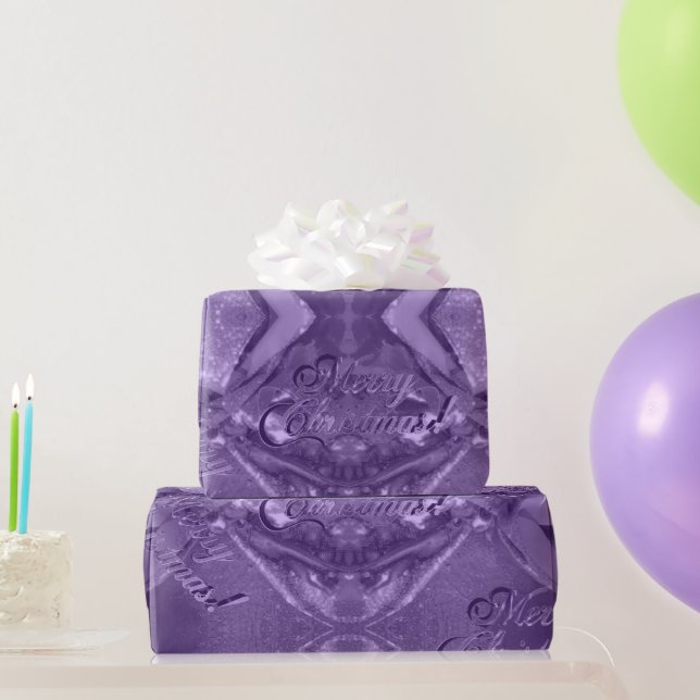 Papier Cadeau Élégant script moderne violet Noël (Cadeaux de fête)
