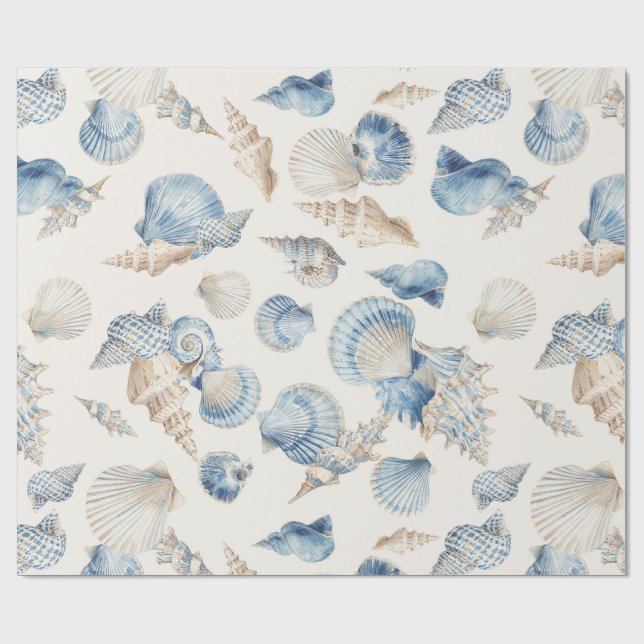 Papier Cadeau Elegant Seashell Border Wedding (Plat)