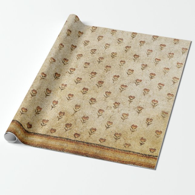 Papier Cadeau ELEGANT SIMPLE BYZANTINE MOSAIC FLOWERS Antique  (Déroulé)