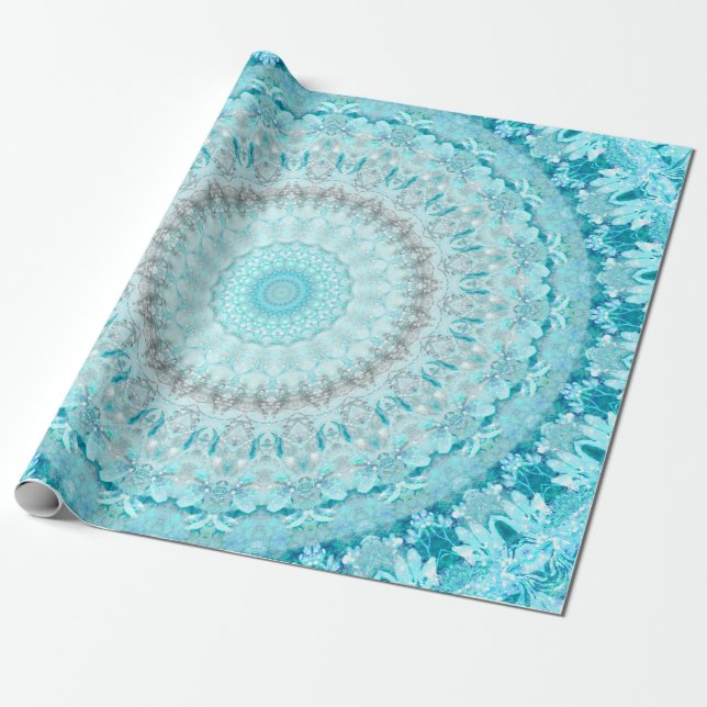 Papier Cadeau Elégant Sky Blue Mandala  (Déroulé)