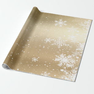 Papier Cadeau Élégant Snowflake Gold Holiday
