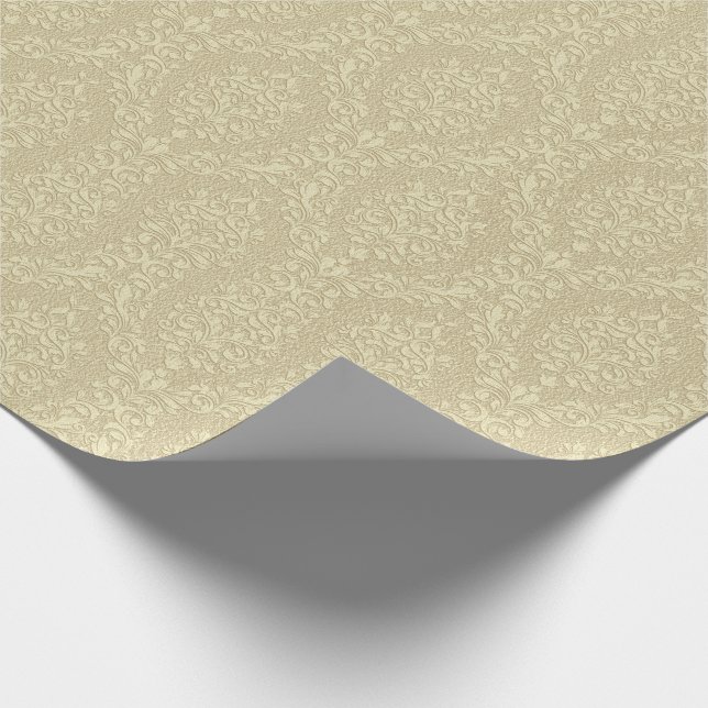 Papier Cadeau Élégant style Embossé Gold Damask (Coin)