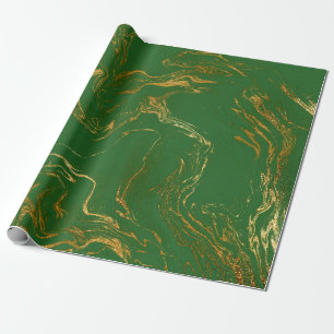 Papier Cadeau Élégant style moderne, doré et marbre vert