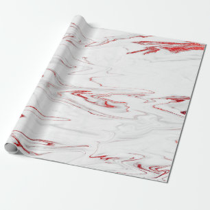 Papier Cadeau Élégant style moderne, marbre rouge et blanc