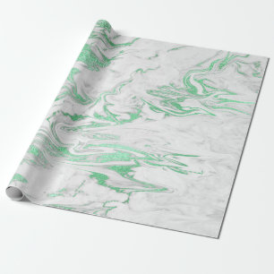 Papier Cadeau Élégant style moderne, marbre vert et blanc