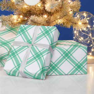 Papier Cadeau Élégant Tartan Vert Plaid Noël
