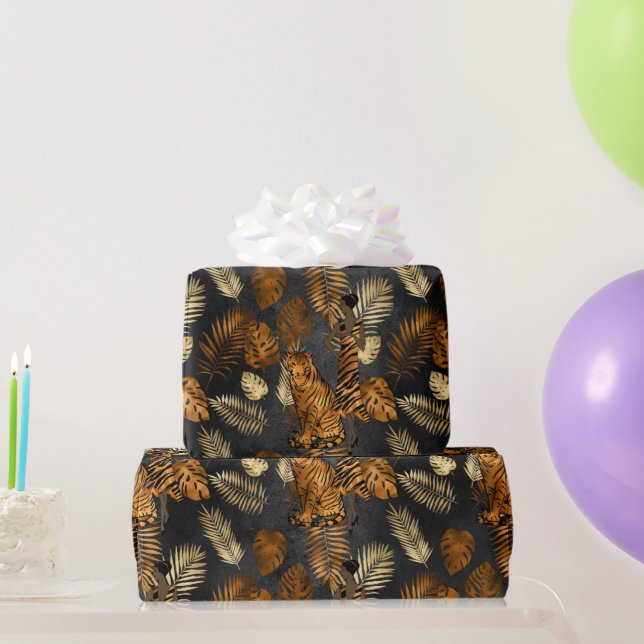 Papier Cadeau Élégant tigre noir en cuivre (Cadeaux de fête)