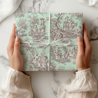 Élégant Toile de Jouy Floral Paysage Français Noir