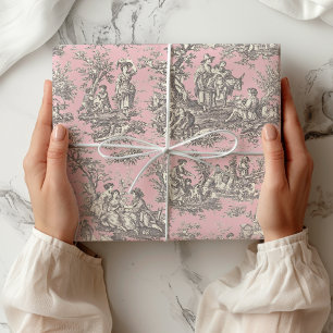 Papier Cadeau Élégant Toile Rose Noir Cadeau Scénique Français
