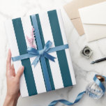 Papier Cadeau Élégant Turquoise foncé et Motif rayé blanc<br><div class="desc">Papier d'emballage turquoise foncé simple - parfait pour les mariages,  douches nuptiales et anniversaires.</div>