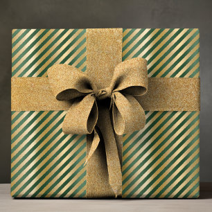Papier Cadeau Elégant Vert Or Luxury Motif
