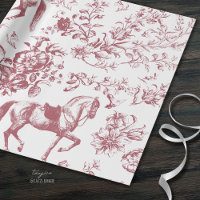 Élégant Vintage Cheval Blanc Rouge Motif Floral