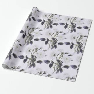 Papier Cadeau Élégant Vintage Français gravé Floral Toile-Blue