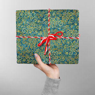 Papier Cadeau Elégant Vintage Motif Boho Turquoise