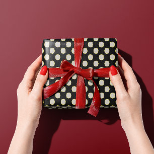 Papier Cadeau Élégant Vintage Rétro Noir Et Blanc À Points