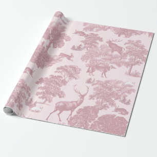 Papier Cadeau Élégant Vintage Rosé Toile de Cerf de la Forêt