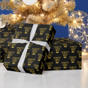 Papier Cadeau Elegant Vintage Victorian Gold Bells with Ribbon