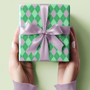 Papier Cadeau Élégant violet et vert Jacquard Motif fille