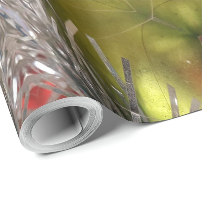 Papier Cadeau Élégant YeGold Silver Kaleidoscope Star de Noël (Coin rond)