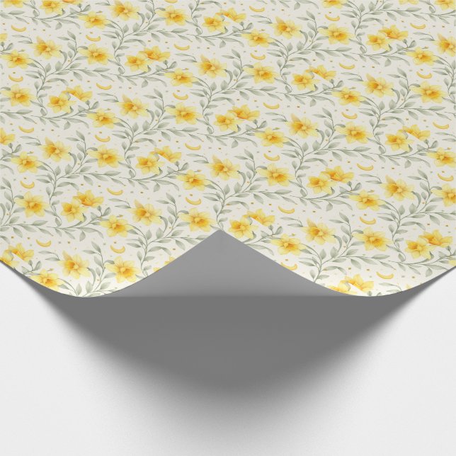 Papier Cadeau Elegant Yellow Daffodil Floral Wrapping Paper (Coin)